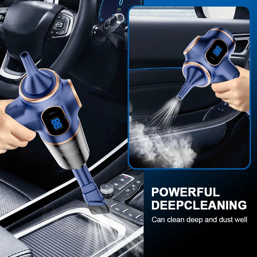 60W Cordless Handheld Car Vacuum – 2000mAh Bagless Cleaner With HEPA Filter