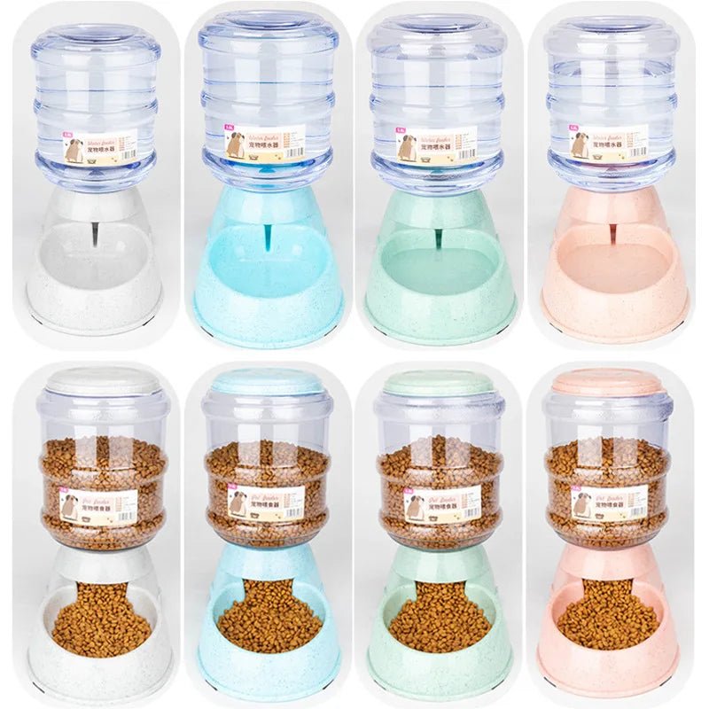 Large Capacity Pet Feeder Bowl with Automatic Water Dispenser – Dog & Cat Food and Drinking Station - Goodify Mart