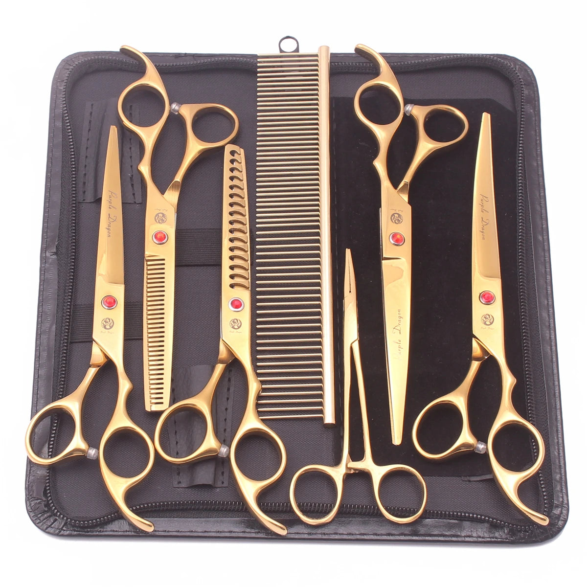 Purple Dragon Professional Dog Grooming Scissors Kit – 6.5” & 7” Japan 440C Stainless Steel Shears Set (Z3002)