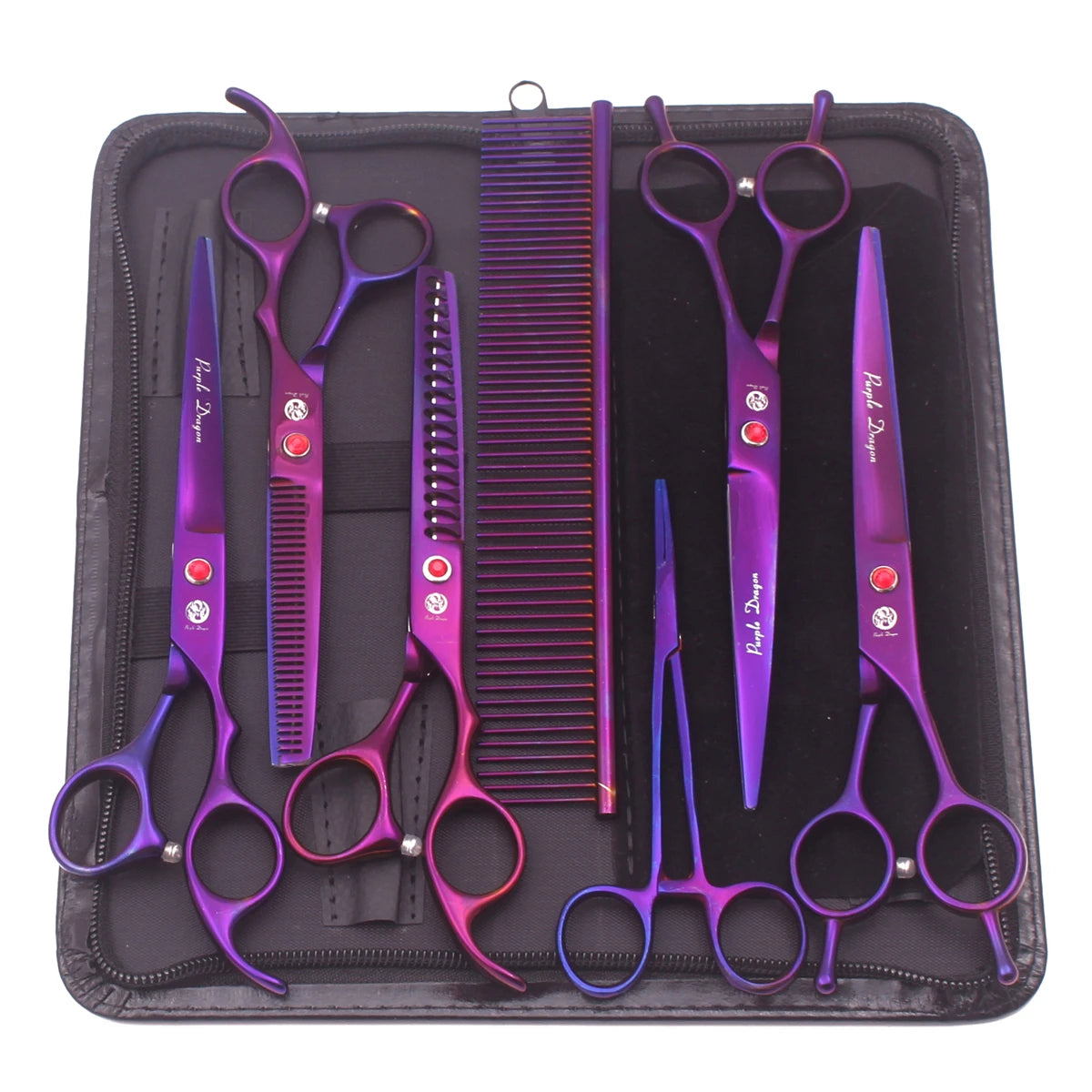 Purple Dragon Professional Dog Grooming Scissors Kit – 6.5” & 7” Japan 440C Stainless Steel Shears Set (Z3002)
