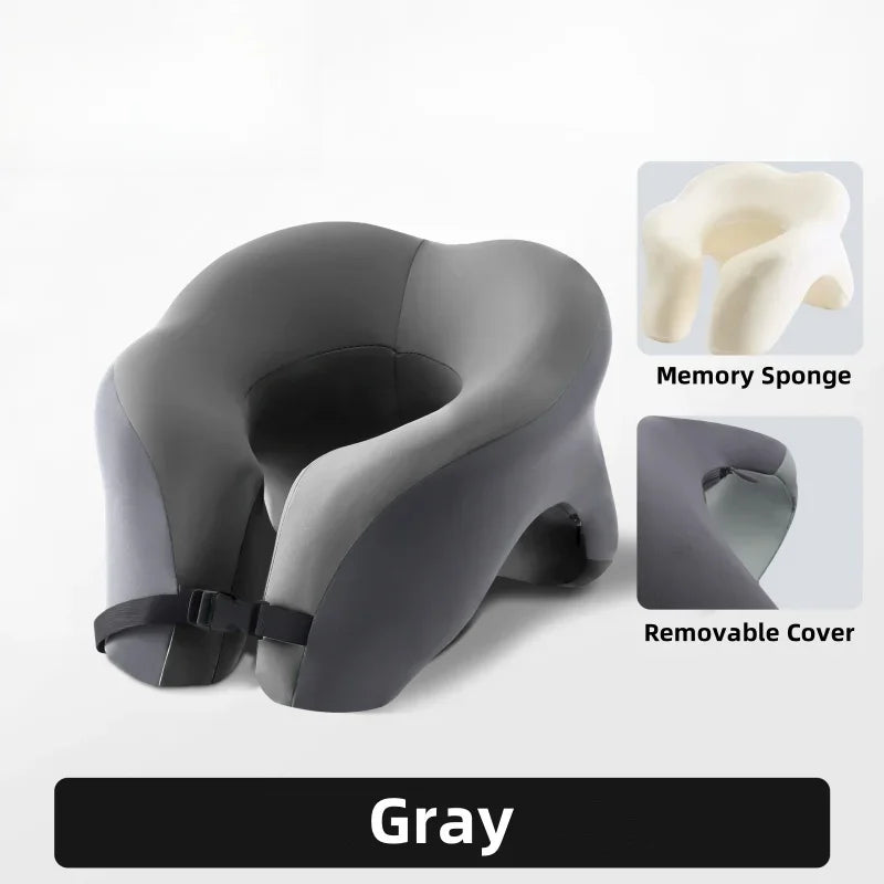 U-Shaped Memory Foam Travel Pillow – Adjustable Neck Support For Flights & Naps