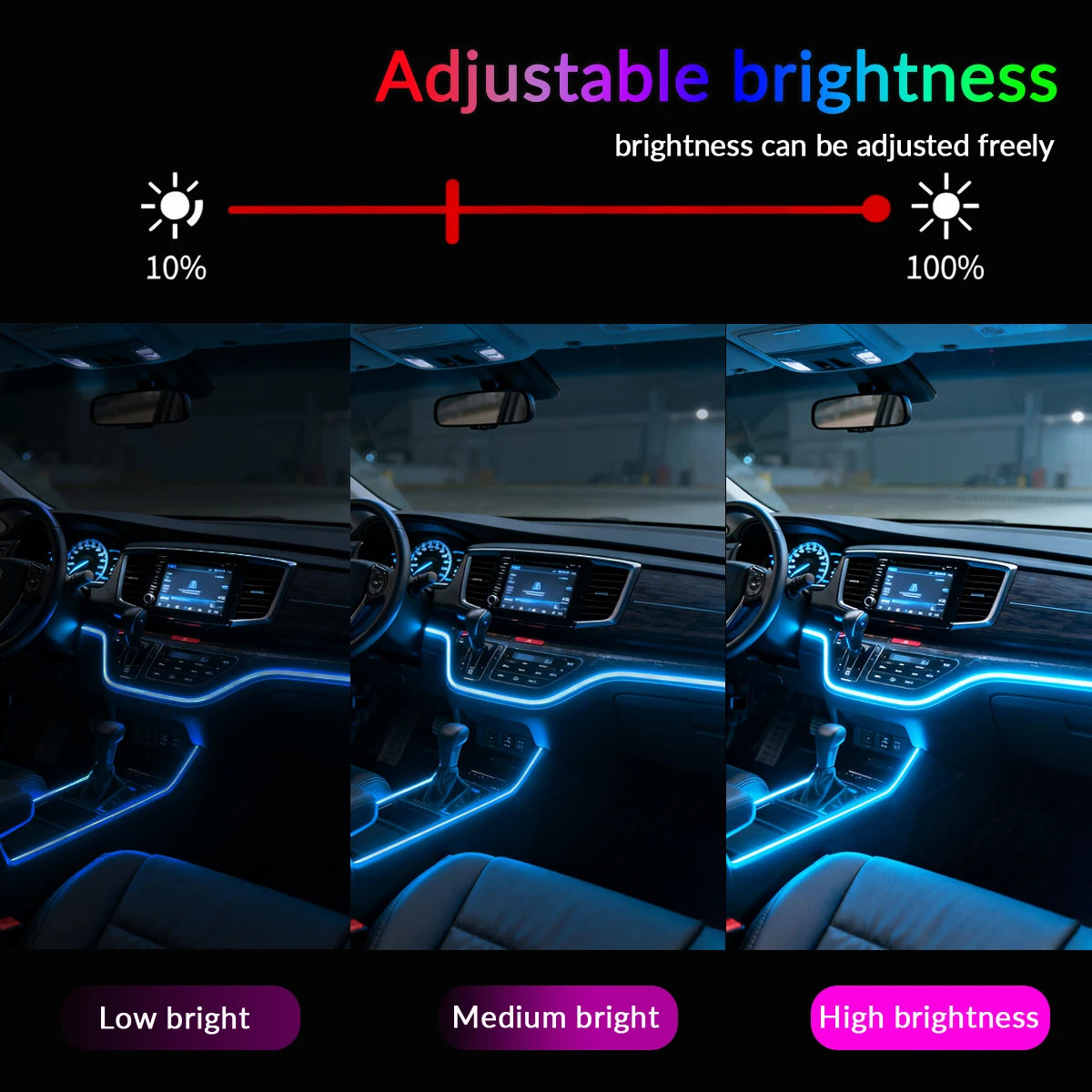 WUMFIRE 18-in-1 RGB Car Interior Ambient Light Kit – 64-Color App-Controlled Hidden Acrylic LED Strips