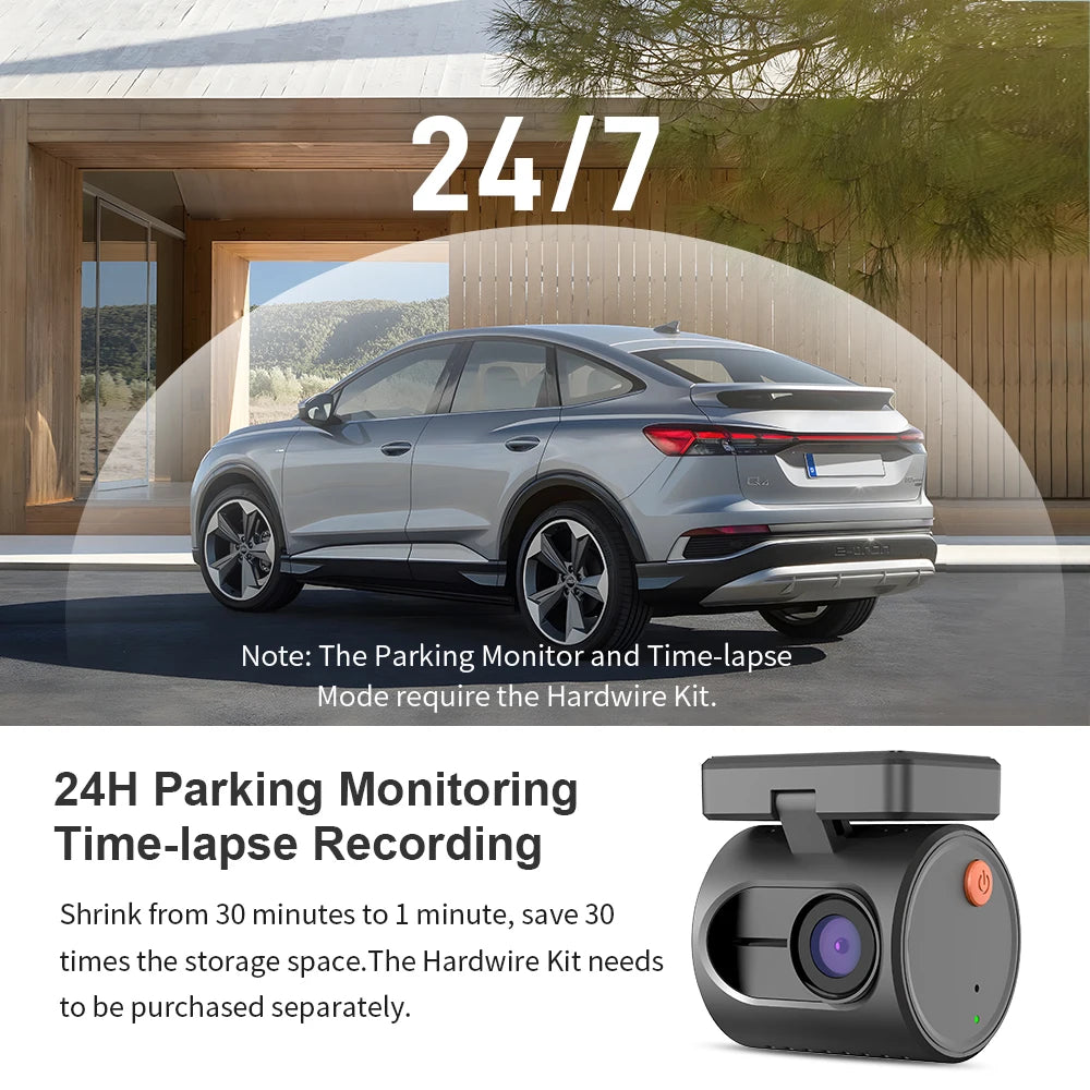 KAWA MINI 3 2K Dash Cam – Wi-Fi App, Night Vision, Voice Control & Parking Monitor