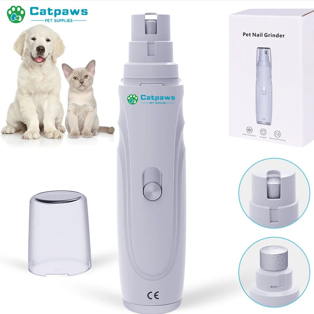 USB Rechargeable Dog Nail Grinder – Electric Pet Claw Trimmer with 2 Speeds & 3 Grinding Ports (Low Noise) - Goodify Mart