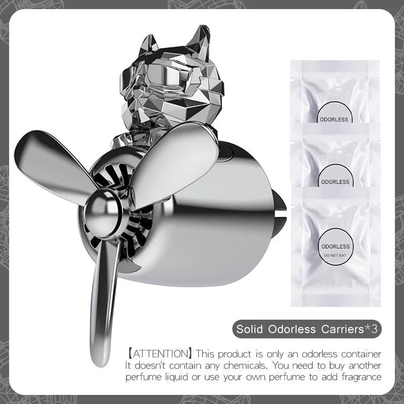 Pilot Bulldog Car Air Freshener – Rotating Airplane Vent Clip Ornament With Fragrance