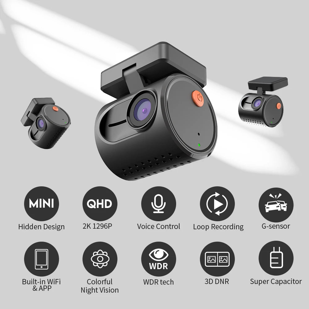 KAWA MINI 3 2K Dash Cam – Wi-Fi App, Night Vision, Voice Control & Parking Monitor