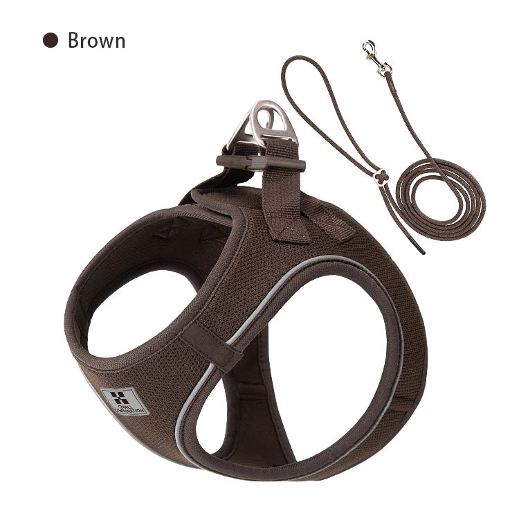 Reflective Dog Harness & Leash Set – Adjustable Step-In Vest for Small & Medium Dogs