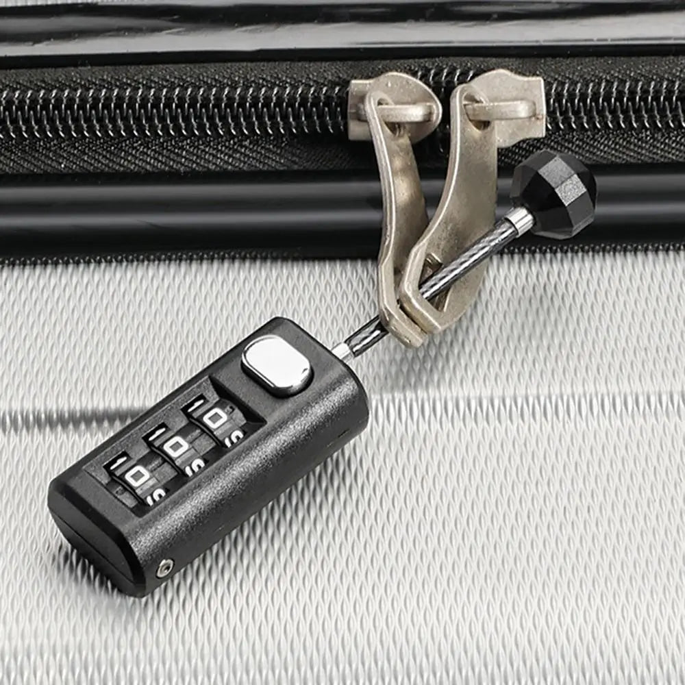 3-Digit Resettable Cable Lock – Mini Combination Padlock for Backpack Zippers and Luggage
