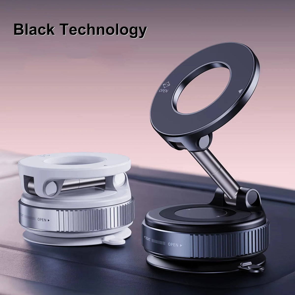 360° Adjustable Magnetic Car Phone Holder – Foldable Suction Cup Mount