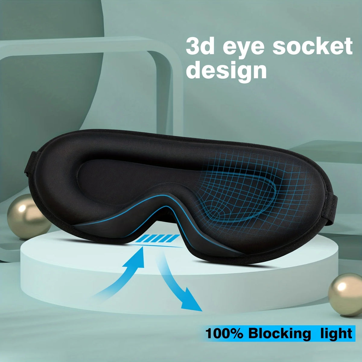 3D Cotton Blackout Sleep Mask With Earplugs – Eyelash-Friendly Adjustable Travel Eye Mask