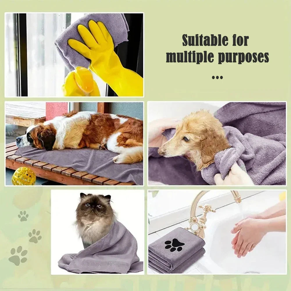 Quick-Dry Microfiber Pet Towel – Super Absorbent Dog & Cat Bath Towel (Soft, Thickened & Non-Shedding)
