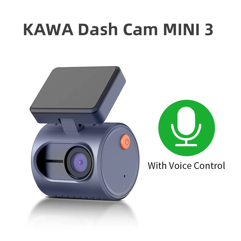 KAWA MINI 3 2K Dash Cam – Wi-Fi App, Night Vision, Voice Control & Parking Monitor