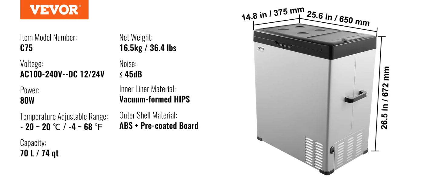 Portable Car Refrigerator Freezer – 8L–75L Single & Dual-Zone Compressor Cooler With Bluetooth