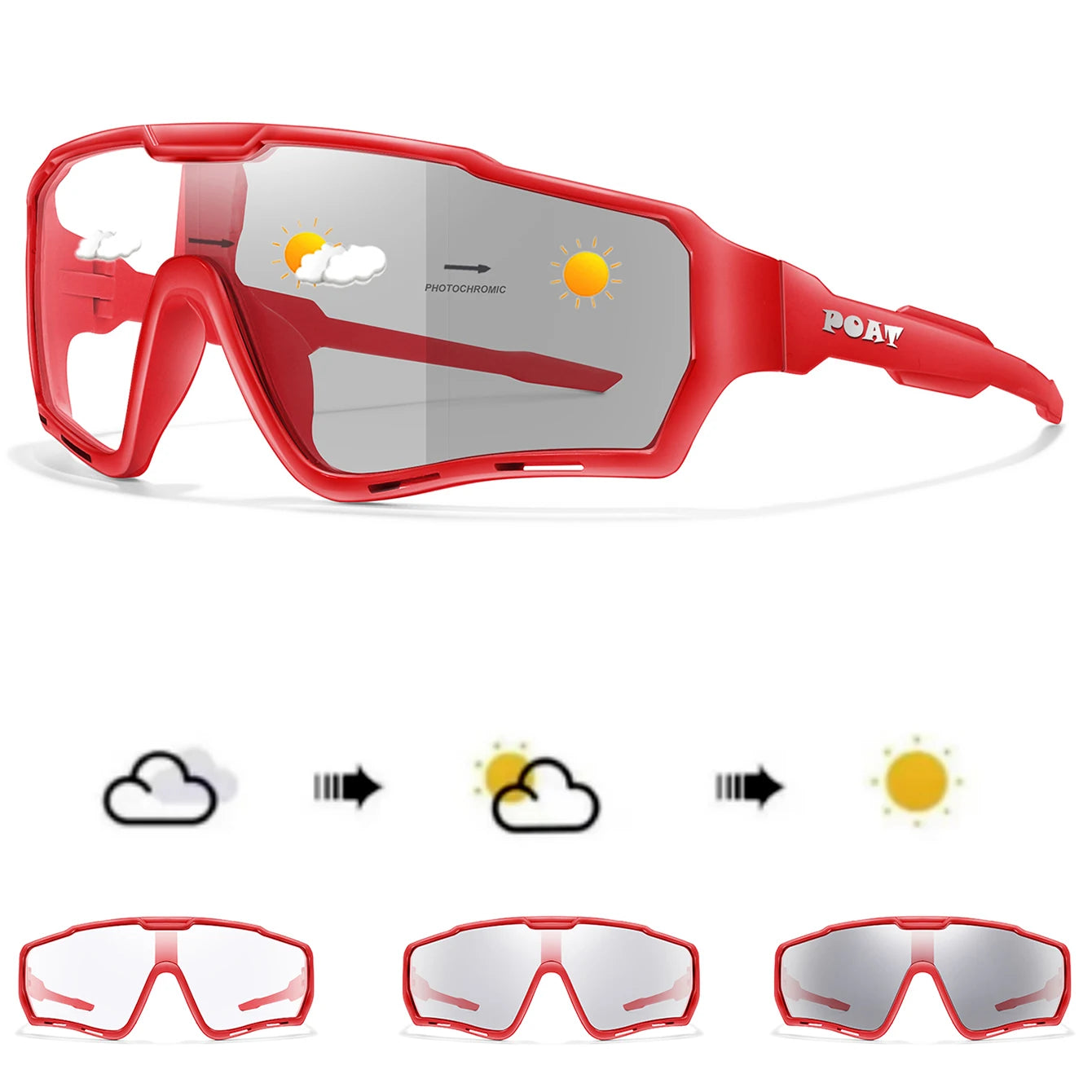 POAT Photochromic Cycling Sunglasses – UV400 MTB Bike Sports Glasses for Men & Women