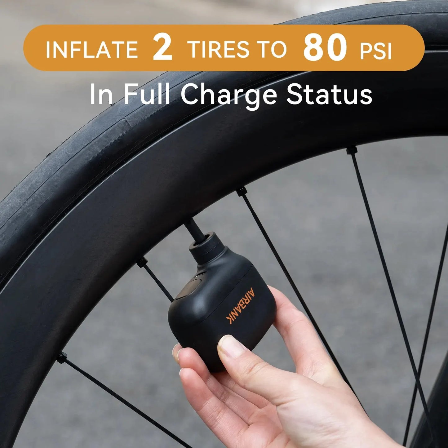 AIRBANK AS100 Mini Electric Bike Pump – 100 PSI USB-C Rechargeable Inflator for Presta & Schrader Valves