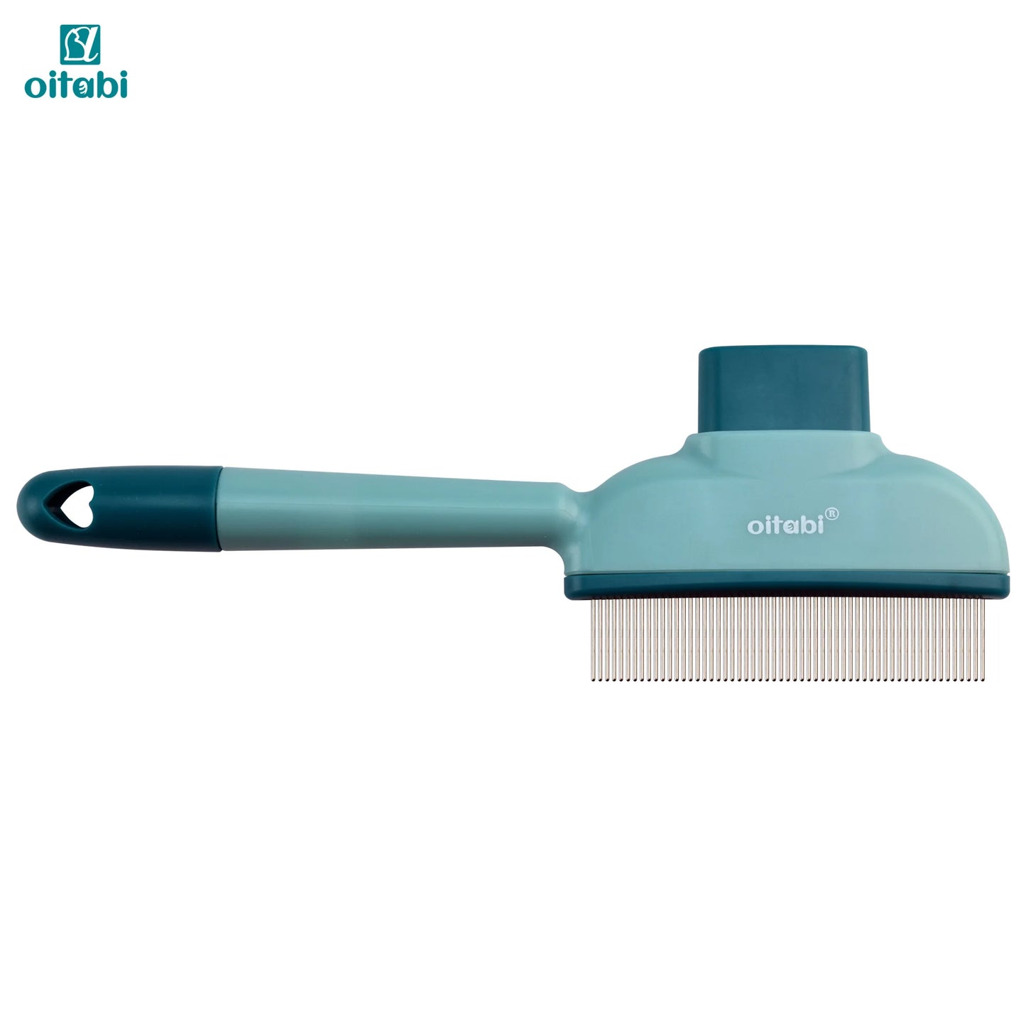 Pet Flea Comb for Dogs & Cats – Stainless Steel 57 Teeth Deshedding Grooming Brush with Self-Cleaning Button