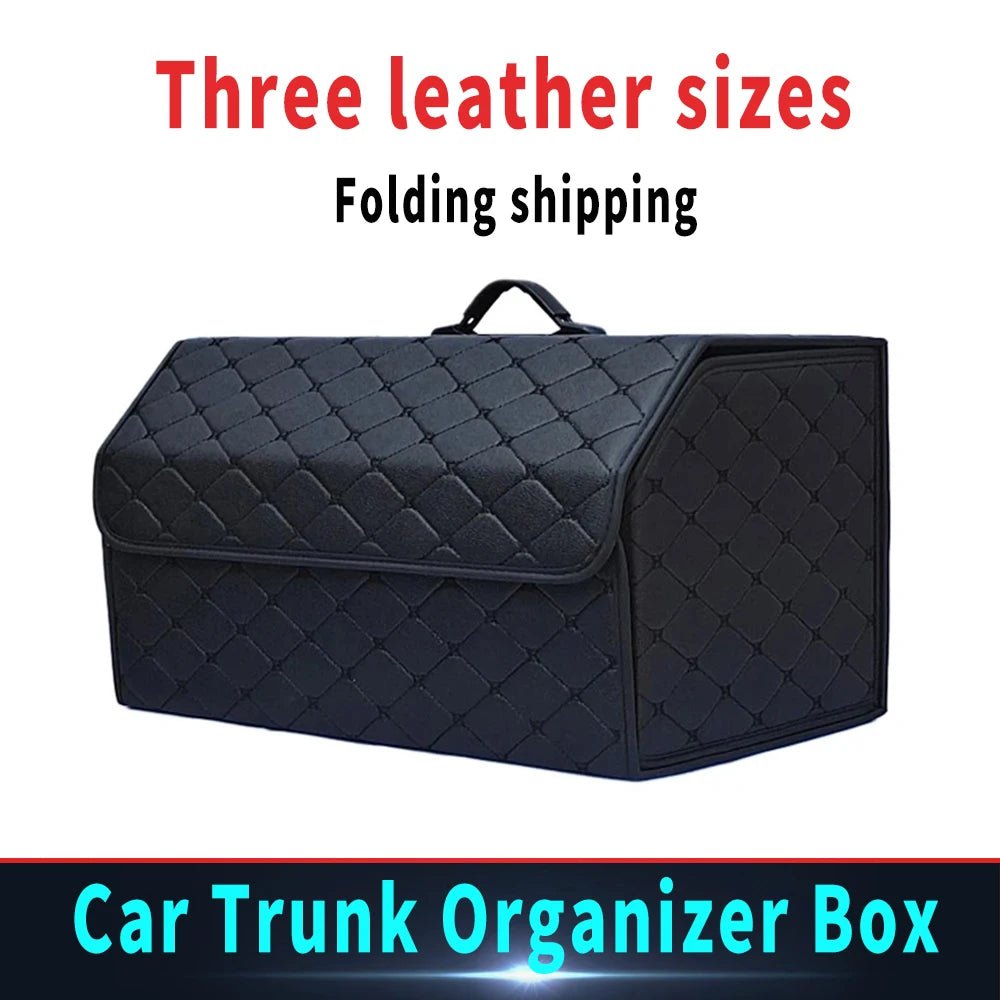 Large Capacity PU Leather Car Trunk Organizer – Foldable Multi-Use Storage Box for SUV & Sedan - Goodify Mart