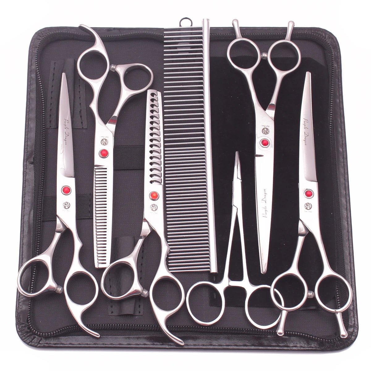 Purple Dragon Professional Dog Grooming Scissors Kit – 6.5” & 7” Japan 440C Stainless Steel Shears Set (Z3002) - Goodify Mart