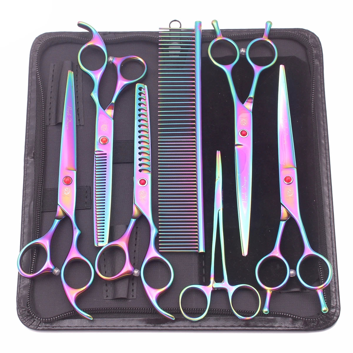 Purple Dragon Professional Dog Grooming Scissors Kit – 6.5” & 7” Japan 440C Stainless Steel Shears Set (Z3002)