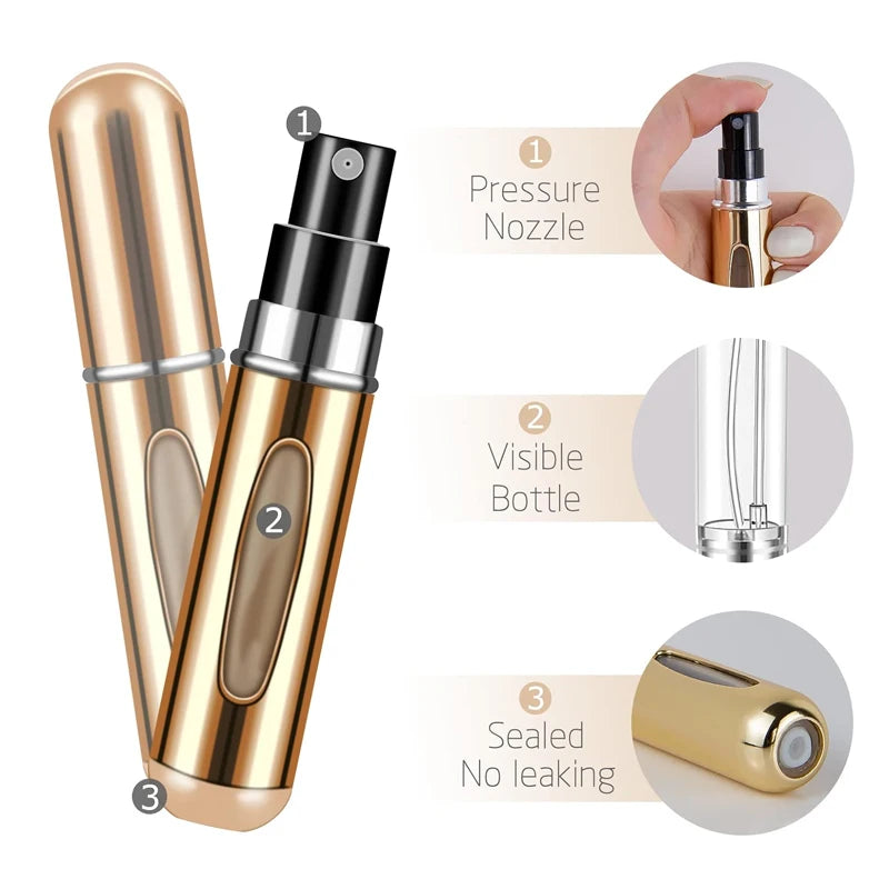5ml Portable Perfume Atomizer – Refillable Mini Spray Bottle for Travel