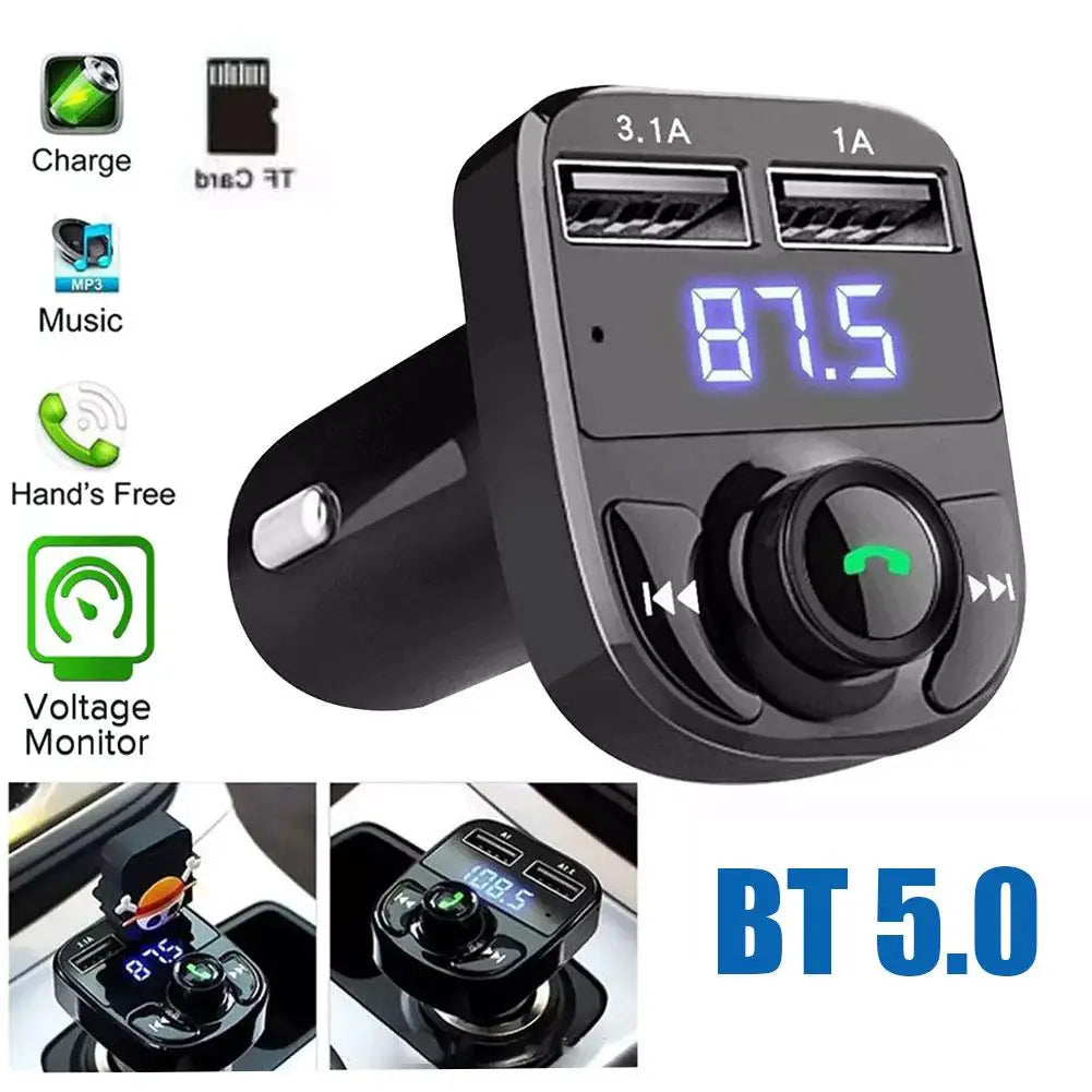 Bluetooth 5.0 FM Transmitter With Dual USB Car Charger – Hands-Free Calling & MP3 Player