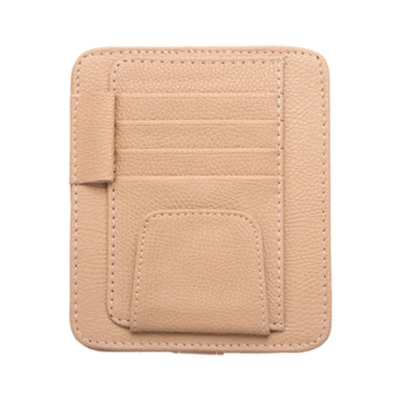 Car Sun Visor Storage Organizer – PU Leather Sunglasses Holder & Card Clip (12.5x15cm) - Goodify Mart