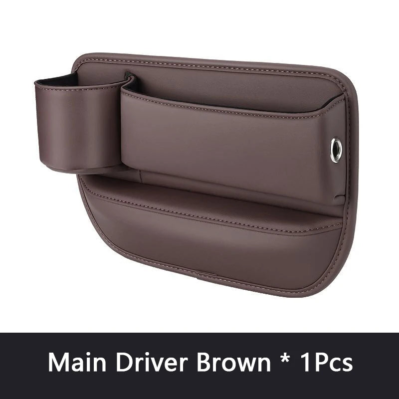 PU Leather Car Seat Gap Organizer With Phone, Cup And Key Storage – 1/2 Pieces
