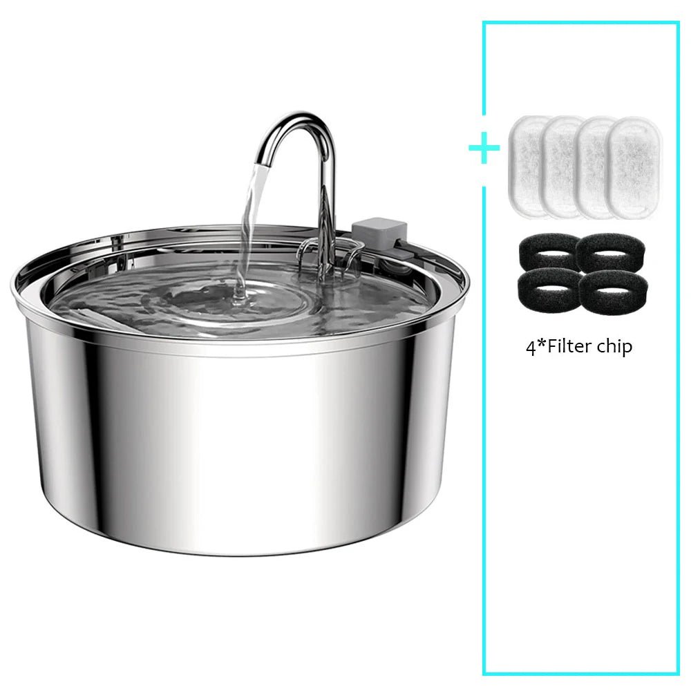 Stainless Steel Cat Water Fountain – 3L USB Electric Pet Water Dispenser with Double Filtration & Ultra-Quiet Pump - Goodify Mart