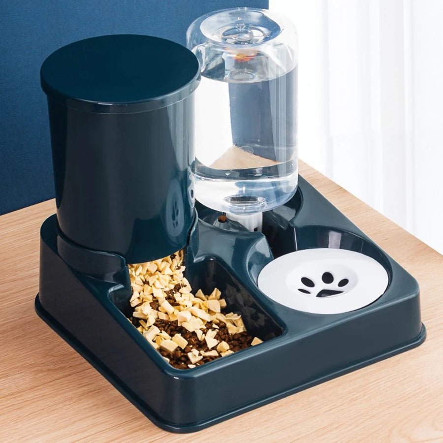 2-in-1 Automatic Cat & Dog Feeder with Water Dispenser – Tilted Gravity Pet Food & Water Bowl Set - Goodify Mart