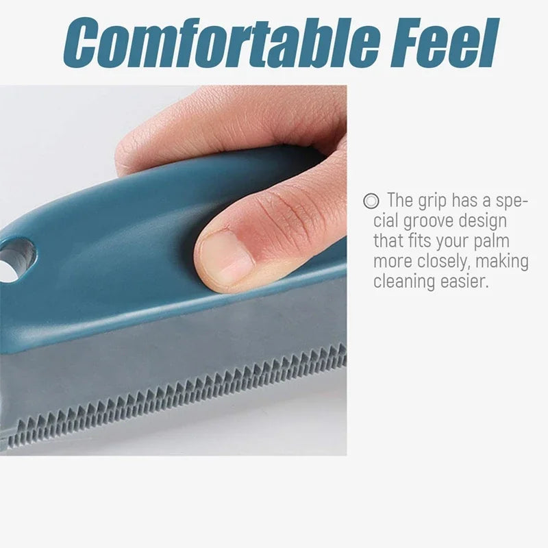 Portable Lint & Pet Hair Remover Brush – Dual Serrated Fabric Cleaner for Sofa, Carpet & Clothing