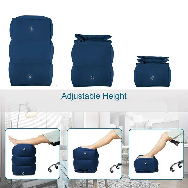 Inflatable Travel Footrest Pillow – Portable Leg Rest for Airplanes, Cars and Buses