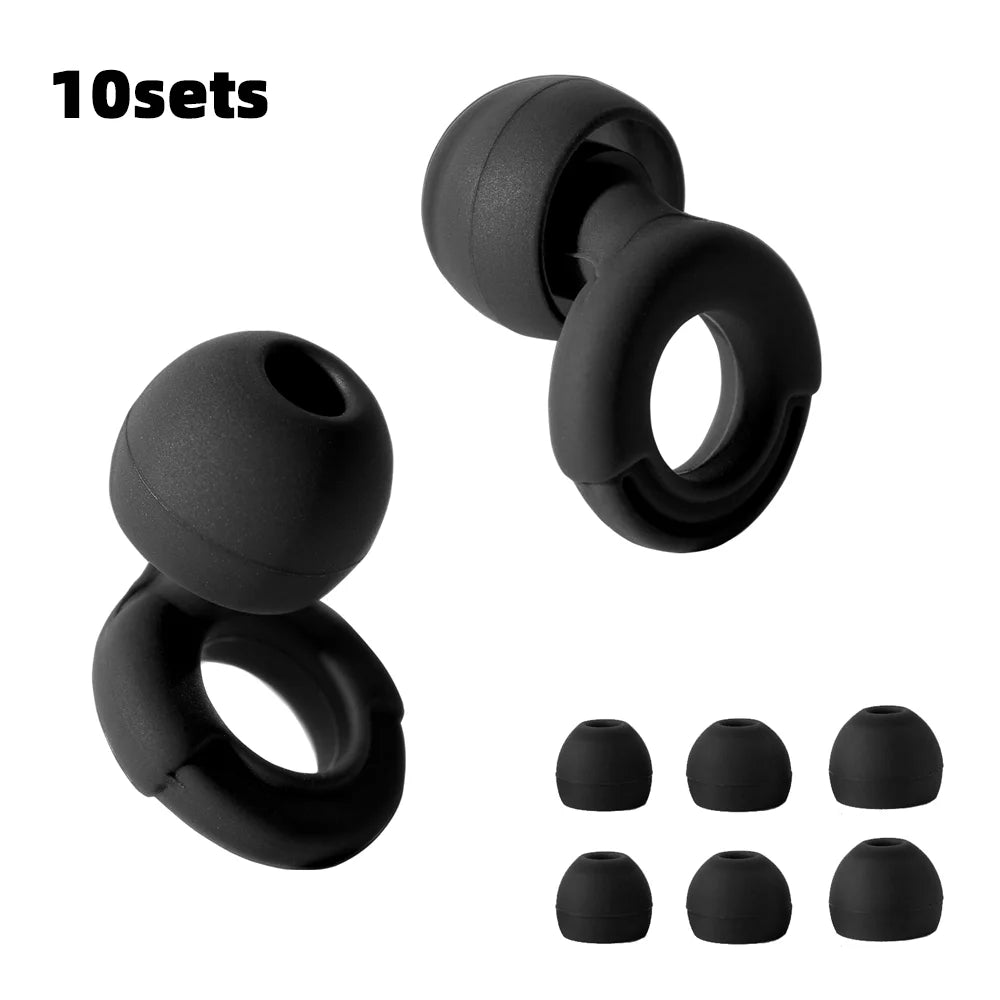 Reusable Silicone Noise-Reducing Earplugs – 4 Sizes for Sleep, Swimming and Travel