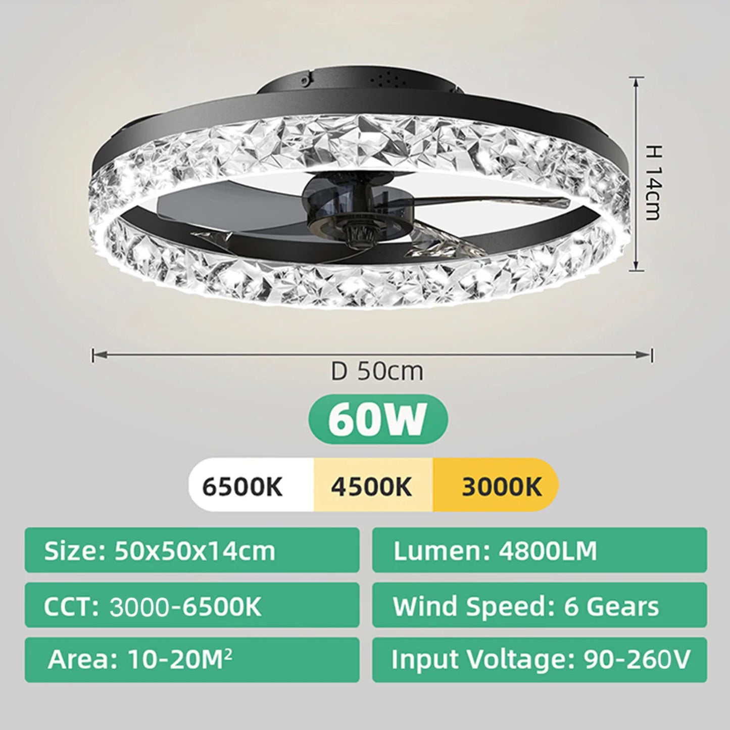 Modern Reversible Ceiling Fan With Dimmable LED Light & Remote Control
