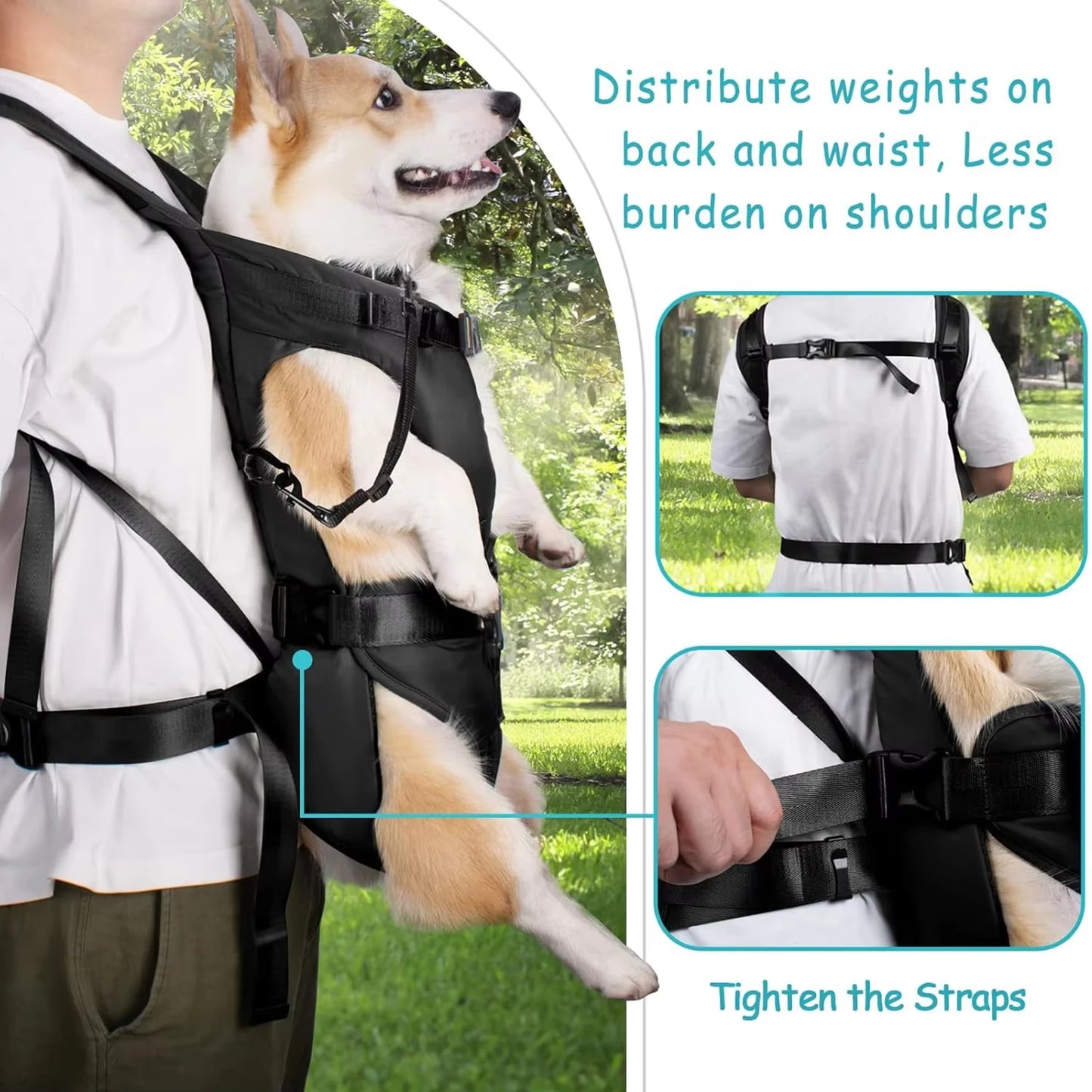Front Dog Carrier Backpack – Adjustable Hands-Free Pet Backpack with Thickened Sponge Support