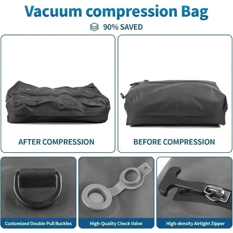 17L Vacuum Compression Travel Bag with Air Pump – Reusable Waterproof Clothing Storage & Luggage Space Saver