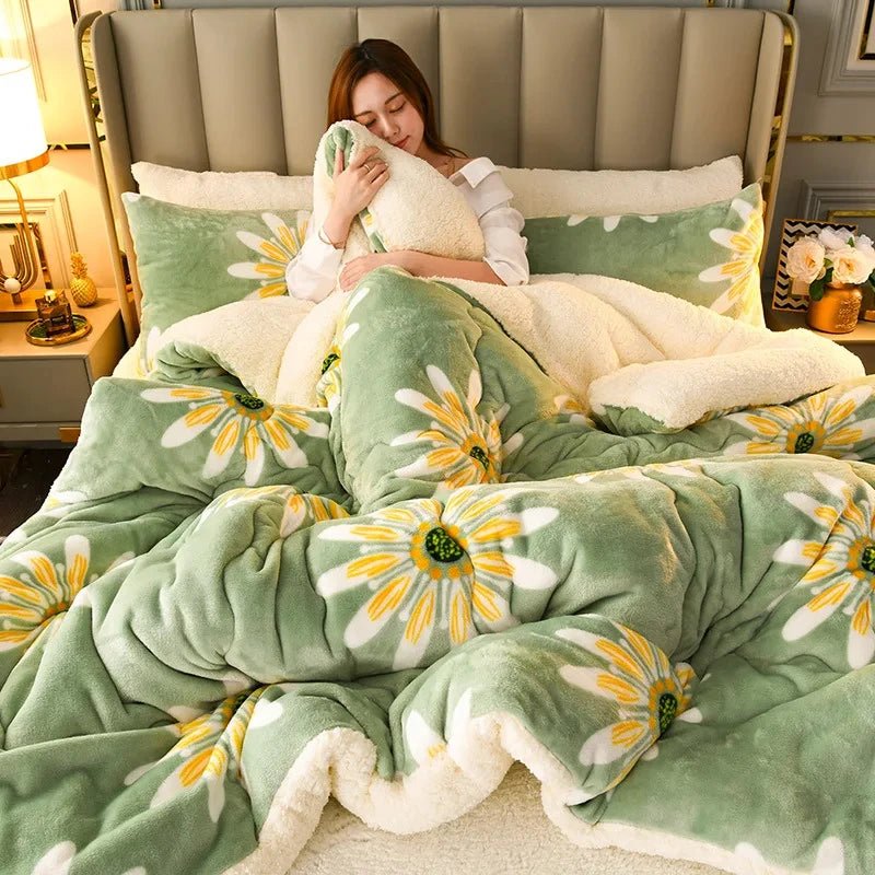 Thick Winter Flannel Fleece Blanket – Warm Floral Raschel Bed Cover for Cold Nights - Goodify Mart
