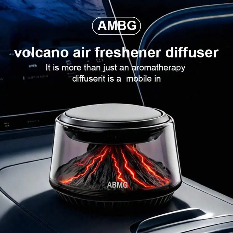 Smart Car Air Freshener Diffusers, Volcano Glacier Landscape Car Diffuser With AI Smart Start-Stop, Solar & USB Charging, Portab