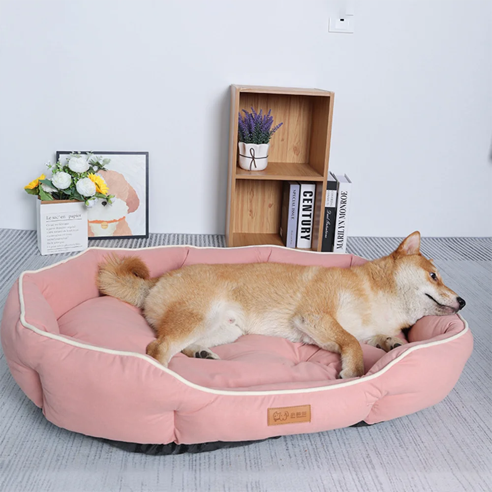 Large Corduroy Dog Sofa Bed – Warm Washable Cushion For Dogs & Cats