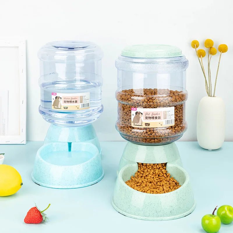 Large Capacity Pet Feeder Bowl with Automatic Water Dispenser – Dog & Cat Food and Drinking Station - Goodify Mart