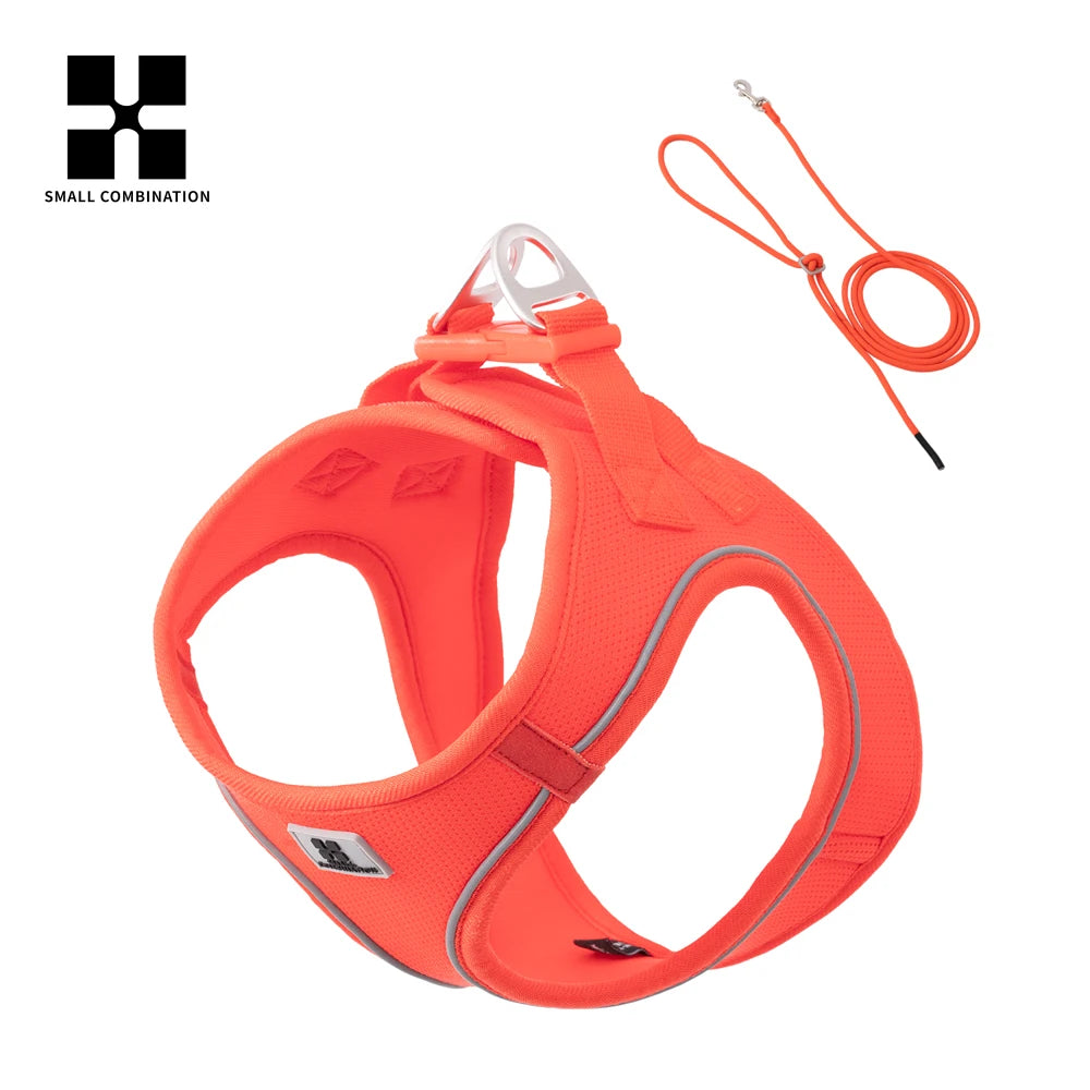 Reflective Dog Harness & Leash Set – Adjustable Step-In Vest for Small & Medium Dogs
