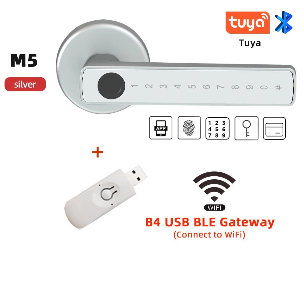 RAYKUBE M5 Smart Fingerprint Door Lock – Tuya BLE Digital Lock with App, Password, Card & Key Access - Goodify Mart