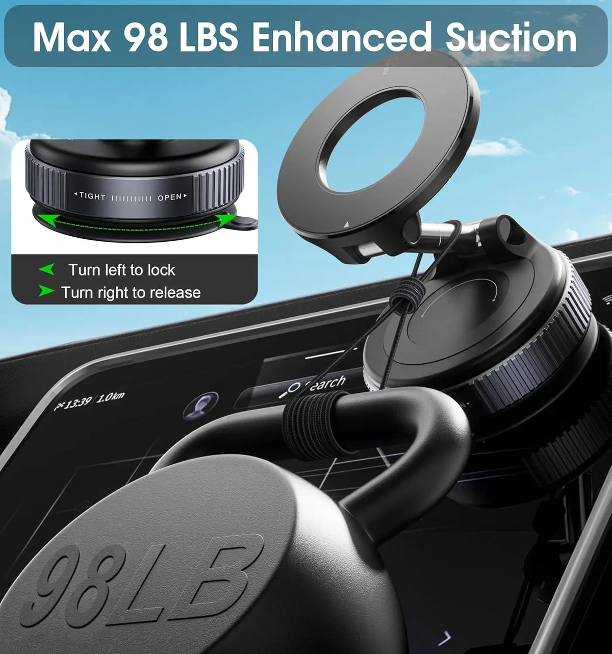 360° Adjustable Magnetic Car Phone Holder – Foldable Suction Cup Mount