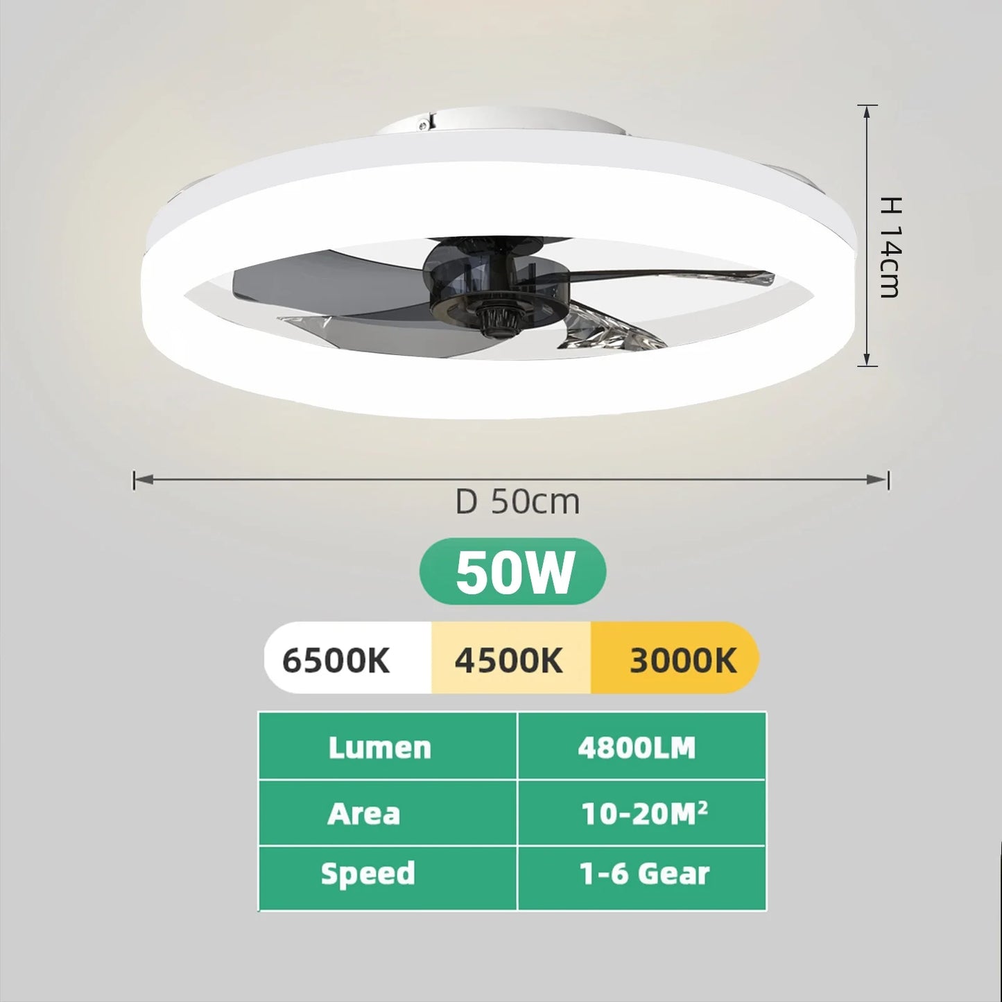 Modern Reversible Ceiling Fan With Dimmable LED Light & Remote Control