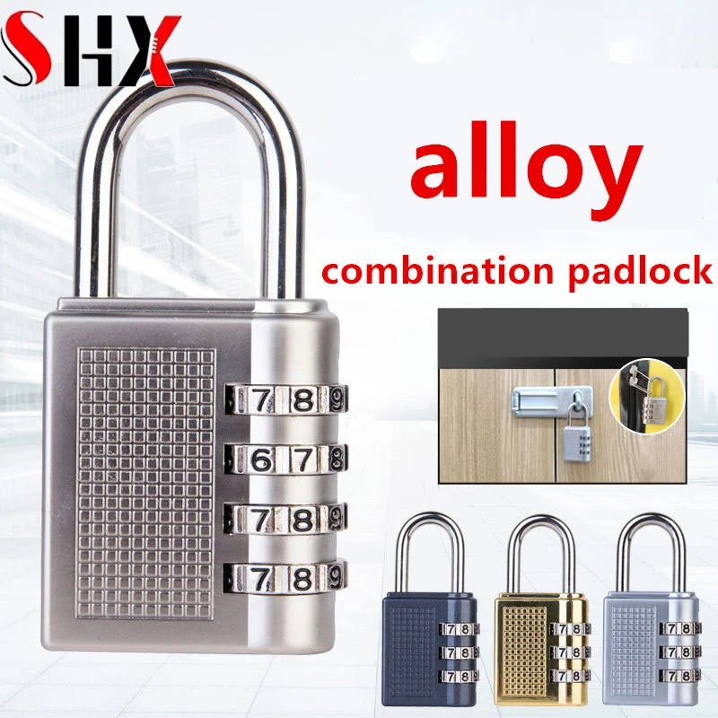4-Digit Zinc Alloy Combination Padlock – Resettable Black Lock for Gym Lockers and Luggage - Goodify Mart