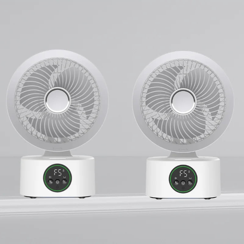 Portable Rechargeable Wall-Mounted Folding Fan With Remote Control & Night Light