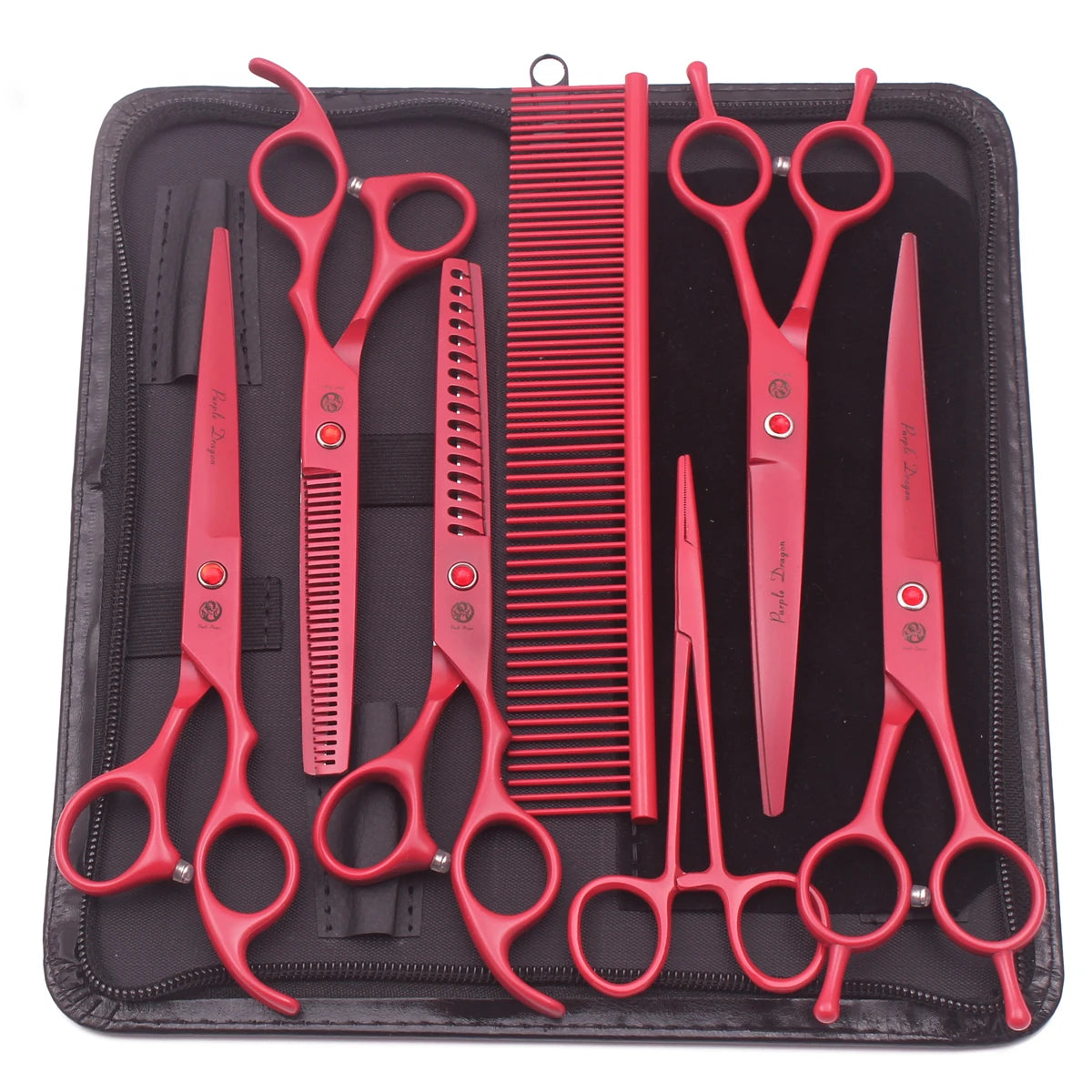 Purple Dragon Professional Dog Grooming Scissors Kit – 6.5” & 7” Japan 440C Stainless Steel Shears Set (Z3002)