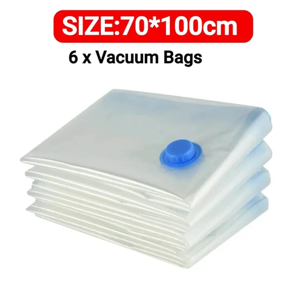 Reusable Vacuum Storage Bags with Hand Pump – Space Saving Compression Bags for Clothes, Blankets & Pillows