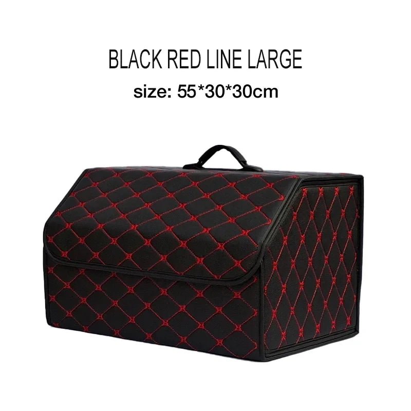 Large Capacity PU Leather Car Trunk Organizer – Foldable Multi-Use Storage Box for SUV & Sedan - Goodify Mart