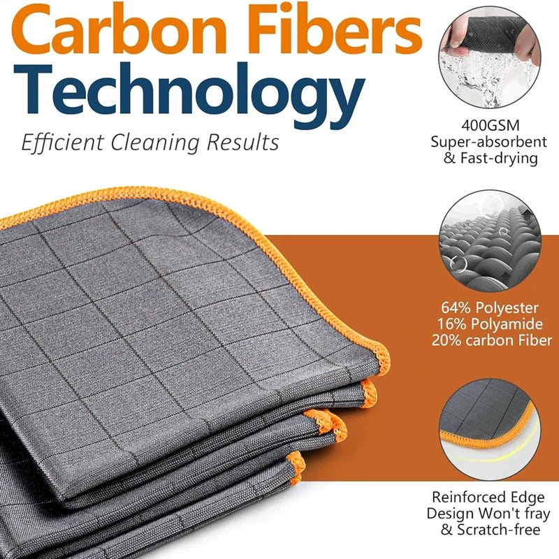 3-Pack Carbon Microfiber Cleaning Cloths – 40×50cm Low-Lint Glass & Kitchen Towels - Goodify Mart