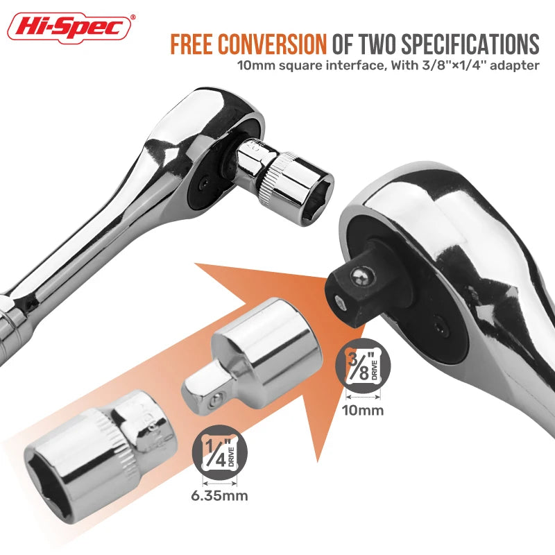 Hi-Spec 22/46-Piece Socket Wrench Set – 1/4 & 3/8-Inch Drive Ratchet Tool Kit